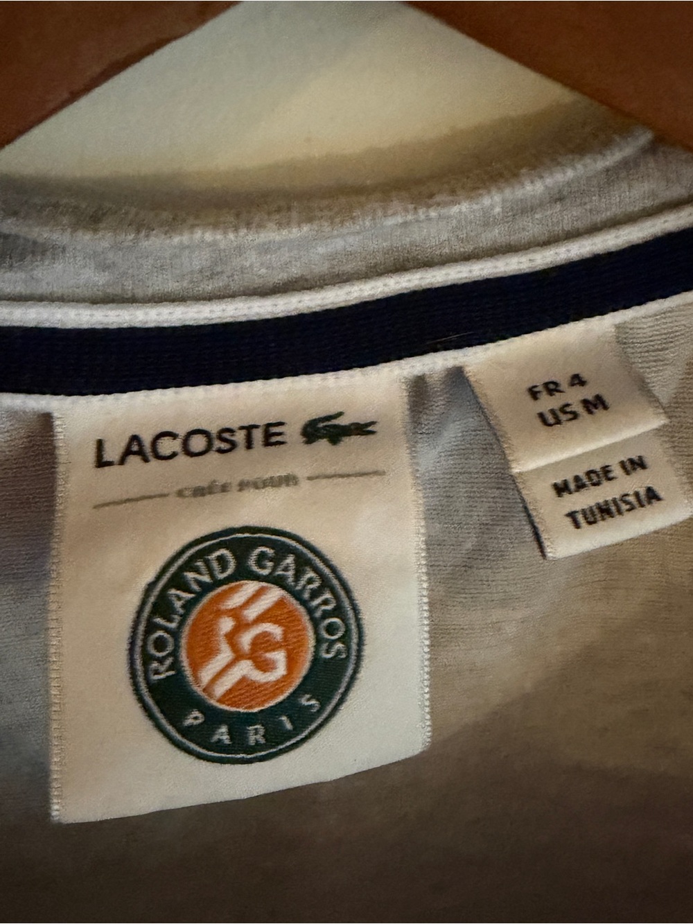 Lacoste Gray Tennis Tee with Orange, Navy & Yellow Graphic - Picture 3 of 4